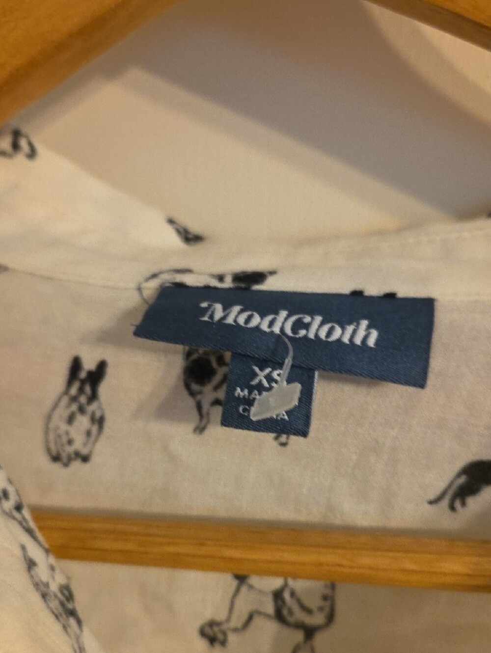 Modcloth White Button-Down Dog Print Shirt - Picture 2 of 4